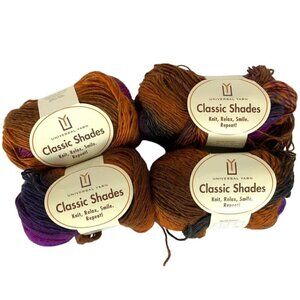 Universal Yarn Classic Shades 4 Skeins Acrylic Wool Blend Orange Purple 714